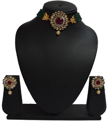 Sandhya Designer Studio Metal Gold, Green Jewellery Set(Pack of 1)