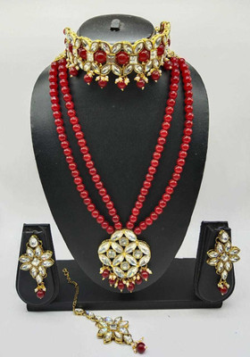 CATALYST Brass Gold-plated Maroon, White Jewellery Set(Pack of 1)