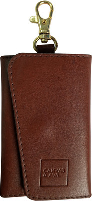 CANVAS & AWL Brown Genuine Leather Key Pouch with Belt Hook Key Case Key Chain