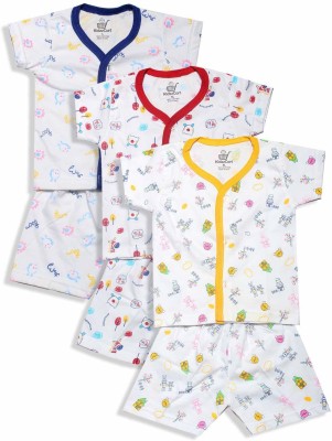 KidzzCart Kids Nightwear Baby Boys & Baby Girls Printed Cotton(Multicolor Pack of 3)