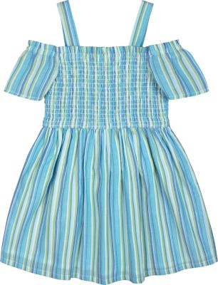 BUDDING BEES Girls Midi/Knee Length Casual Dress(Green, Sleeveless)