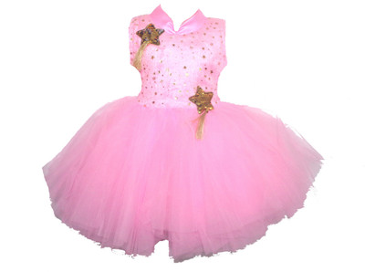 kids fashion hub Baby Girls Midi/Knee Length Festive/Wedding Dress(Pink, Sleeveless)