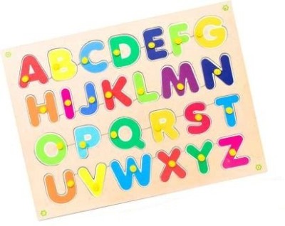 SALEOFF Wooden Jigsaw Puzzle Board for Kids - Alphabet (A to Z) Capital Letters With Pictures Beneath - Learning & Educational Gift for Kids (26 Pieces)(Multicolor)