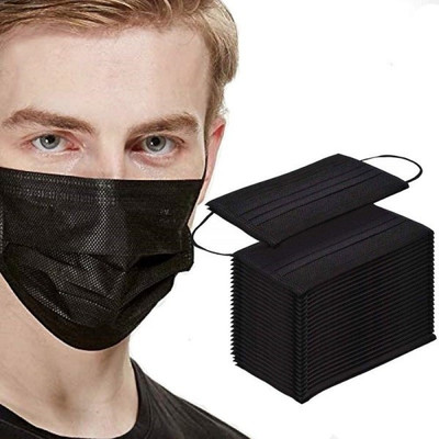 DM SPECIALLY FOR SPECIALIST Package: 50 Pcs black face mask packaged in a box 3-ply design, with a melt-blown polypropylene filtration layer. How to use: Remember 1. Keep the black-side outside 2.Keep the nose clip on the upper side. You won't be wrong. Water Resistant Surgical Mask With Melt Blown 