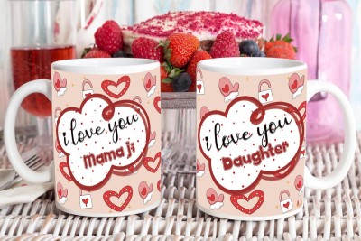 TrendoPrint I Love You Son I Love You Daughter Ideal And Sweet Gift For Beta Beti And Son Daughter Printed White Ceramic Coffee Mug(350 ml, Pack of 2)