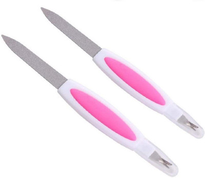 Sweetpea 2 in 1 Metal Nail Art File Double Head Cuticle Remover Manicure Trimmer Tool Professional Nail Clean Tool Random Color Set Of 2(Set of 2)