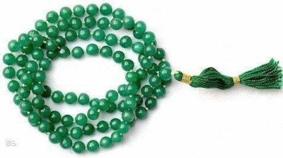 Idolsplace Green Agate Hakik Mala (Unisex) 108 +1 Beads/Pure Green hakik Mala for Good Luck and Prosperity Agate Glass Chain