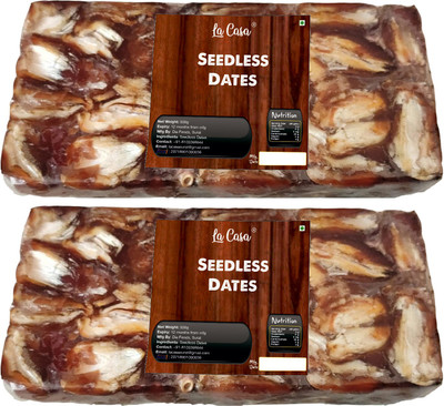 La Casa Premium Seedless Dates | Combo Pack of 2 | Pin Khajur | Dates | Dry Dates(2 x 500 g)