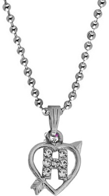 Sullery Diamond Heart Shape Arrow Alphabet Initial Letter H Locket Gift for Girls And Women Sterling Silver Diamond Brass, Crystal Pendant