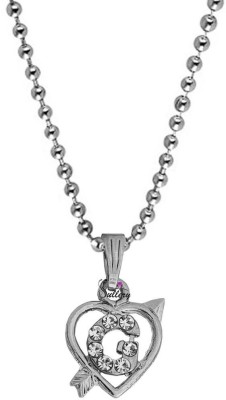 Sullery Diamond Heart Shape Arrow Alphabet Initial Letter G Locket Gift for Girls And Women Sterling Silver Diamond Brass, Crystal Pendant