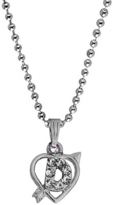 Sullery Diamond Heart Shape Arrow Alphabet Initial Letter D Locket Gift for Girls And Women Sterling Silver Diamond Brass, Crystal Pendant