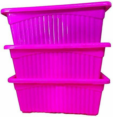 Digionics Jupiter Rectangular Planter 14 Inch Pack of 3 (Pink) Plant Container Set(Pack of 3, Plastic)