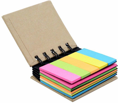 FRKB Spiral Sticky Notes 50 Sheets Pocket Diary, 5 Colors(Set Of 1, Brown)