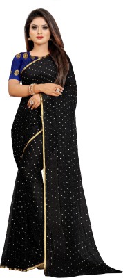 RHEY Printed Bollywood Chiffon Saree(Black)