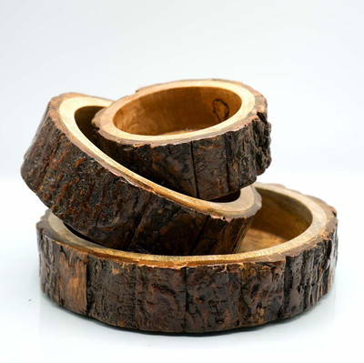 Magic Home Sheesham Wooden Fruit Serving Tray Handmade & Handcrafted Rectangular Serving Platter, Multipurpose Wood Tray Serving Set(Pack of 3)