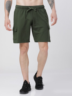 HIGHLANDER Solid Men Green Regular Shorts