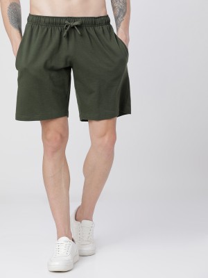 HIGHLANDER Solid Men Green Regular Shorts