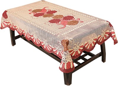MONKDECOR Floral 6 Seater Table Cover(Maroon, Cotton)