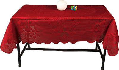 AG Creations Self Design 6 Seater Table Cover(Maroon, Cotton)