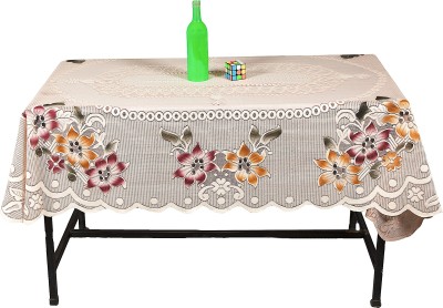 AG Creations Floral 6 Seater Table Cover(Beige, Cotton)