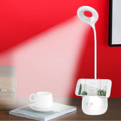 iDOLESHOP 5 IN One Desk Light with 3 Shades Touch Control Light and Mobile Holder Design Study Lamp