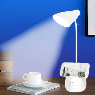 iDOLESHOP 5 IN One Desk Light with 3 Shades Touch Control Light and Mobile Holder Design Study Lamp(60 cm, White)