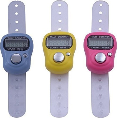 HBD SALES 3 Piece Digital Tally Counter, Mala Mantra Jap (Multi colour) Digital Tally Counter(Blue, Pink, Yellow Pack of 3)