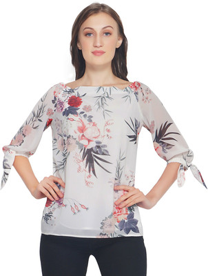 TSM Casual 3/4 Sleeve Floral Print Women Multicolor Top