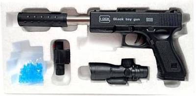 Shy Products PUBG ACTION SHOOTING TOY GUN FOR KIDS WITH ULTRA SONIC RED LASER LIGHT, SCOPE AND SILENCER Guns &amp; Darts  Darts &amp; Plastic Bullets  (Black)