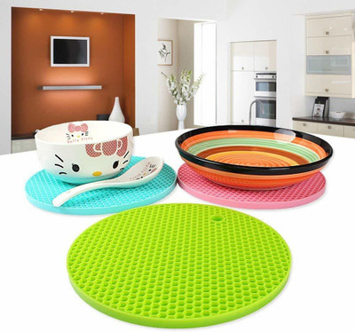 Easymart Round Reversible Rubber Coaster Set(Pack of 3)