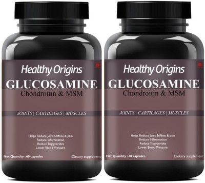 Healthy Origins Glucosamine Joint Pain Relief Support, HCl, Boswellia, Chondroitin (2) Premium(2 x 60 No)