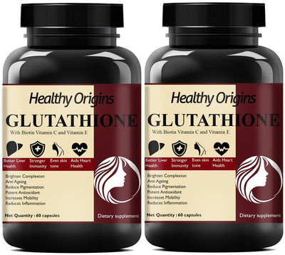 Healthy Origins L Glutathione Skin Whitening glow Supplement for Men & Women (2)(2 x 60 No)