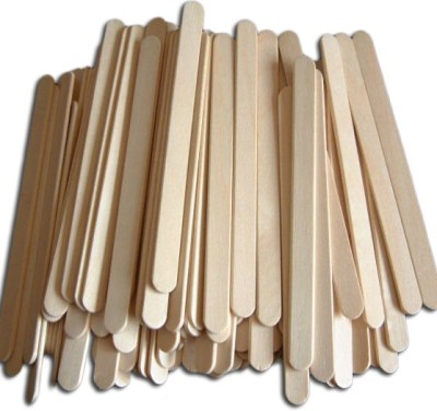 SEASPIRIT Natural Wooden Ice Cream Popsicle Sticks for School Projects (Wooden, Pack of 100)