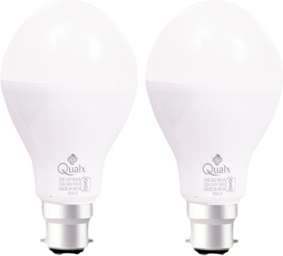QUALX 12 W Basic Standard B22 LED Bulb(White, Pack of 2)