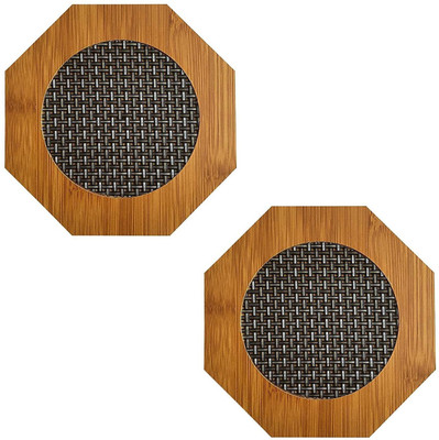 Trendegic Hexagon Wood Coaster Set(Pack of 2)