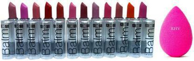Detak Beauty Sponge and A DS Combo Balm Matte Lipstick - Set Of 12 (13 Items in the set)(2 Items in the set)