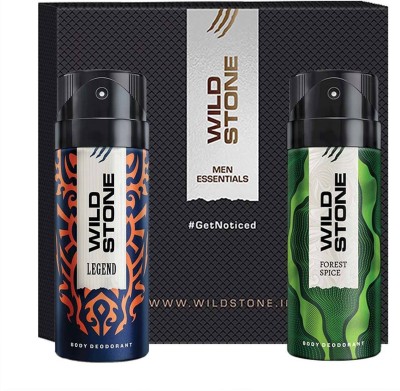 Wild Stone Gift Box with Forest Spice and Legend Deodorant, Pack of 2 (150ml Each) Body Spray  -  For Men(300 ml, Pack of 2)