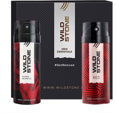 Wild Stone Gift Box with Red and Ultra Sensual Deodorant, Pack of 2 (150ml Each) Body Spray  -  For Men(300 ml, Pack of 2)