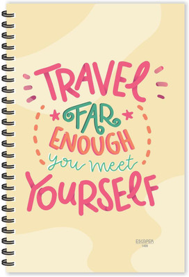 ESCAPER Travel Far Enough Meet Yourself (Ruled - A5 Size - 8.5 x 5.5 inches) Designer Motivational Diary, Quotes on Notepad A5 Diary Ruled 160 Pages(Multicolor)