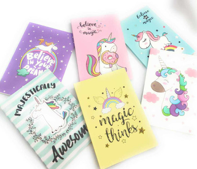 Tera13 unicorn A5 Diary Ruled 100 Pages(Multicolor, Pack of 6)