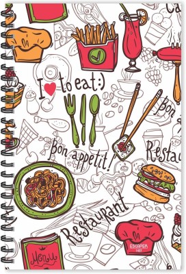 ESCAPER Bon Appetit Restraunt (Ruled - A5 Size - 8.5 x 5.5 inches) Designer Food Diary, Fast Food Diary, Burger Diary, Eat Design Notepad A5 Diary Ruled 160 Pages(Multicolor)