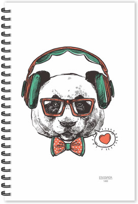 ESCAPER Modern Headphone Dog (Ruled - A5 Size - 8.5 x 5.5 inches) Designer Dog Diary, Dog Lovers Diary, Animals Notepad A5 Diary Ruled 160 Pages(Multicolor)