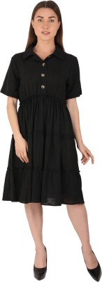 ANIVERIA Women Tiered Black Dress