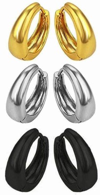 DEE GEE Mens Valentine jewellery Stainless Steel Silver Black Gold Piercing Clip on Bali Stud Ear rings Earing Pierced Multicolor Earrings Combo for men boys boyfriend girls MENS EARRINGS COMBO Alloy Huggie Earring