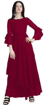 Shreeraj Fashion Flared/A-line Gown(Maroon)