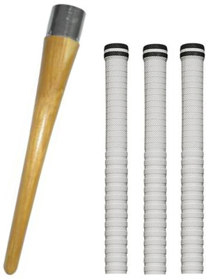 Raider Set of 3 Cricket Bat White grip + 1 wooden cone Super Tacky(Pack of 4)