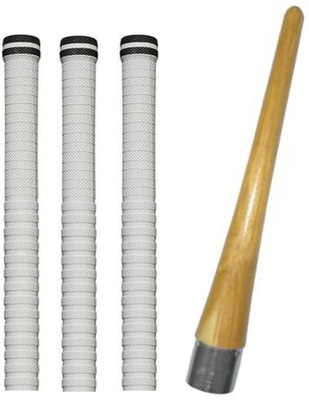 Raider Set of 3 Cricket Bat White grip + one wooden cone (gripper) Super Tacky(Pack of 4)