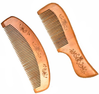 ADA Handicraft Sandal Wood Comb Set of 2 Handmade Broad Tooth Beard & Hair Styling Unisex Comb