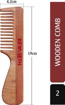 KEYA SETH AROMATHERAPY Neem Wooden Handle Comb Wide Tooth for Hair Growth for Men & Women