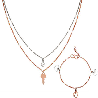 mahi Alloy Rhodium Rose Gold, Silver Jewellery Set(Pack of 1)